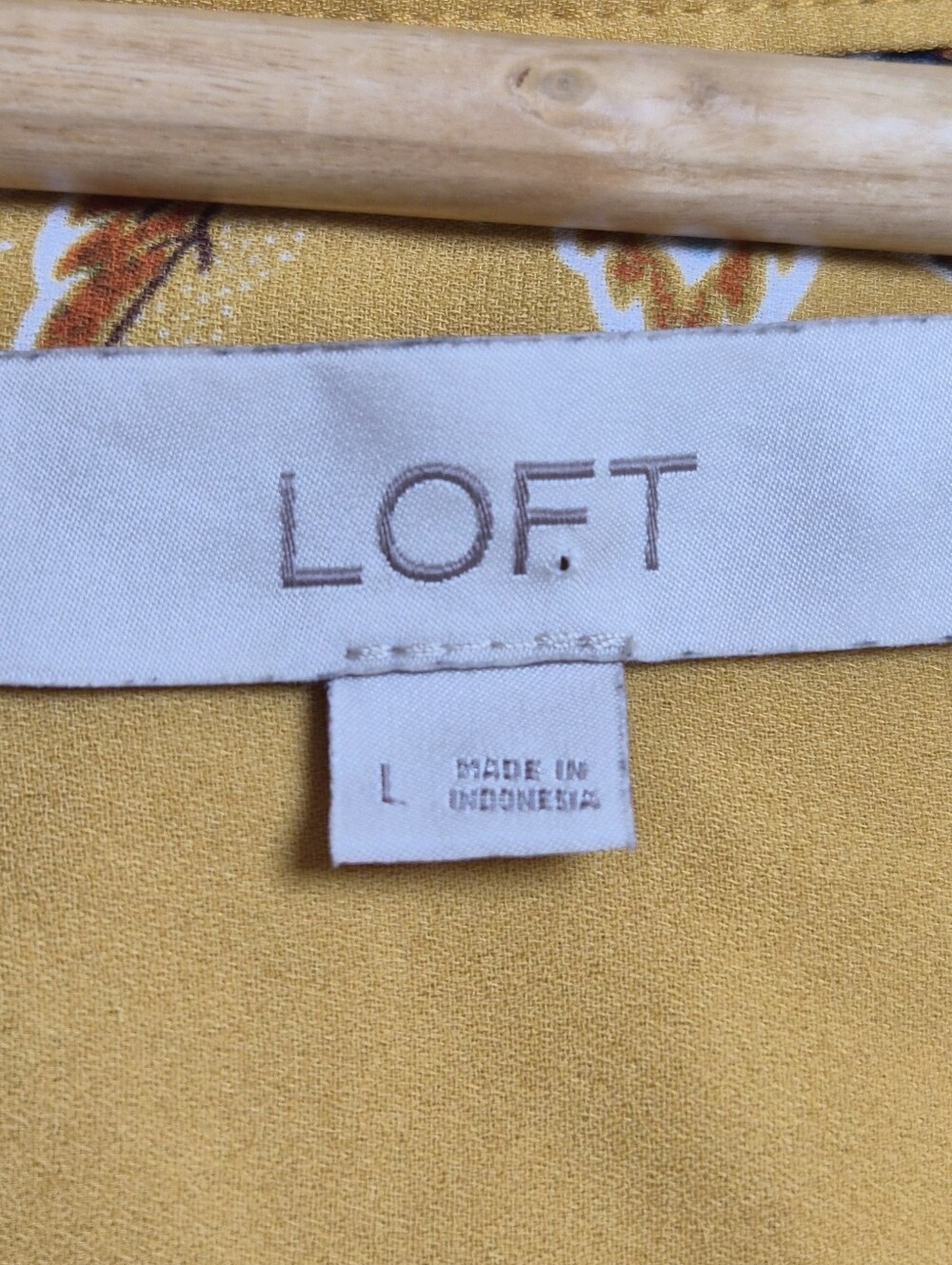 LOFT Mustard Floral Blouse L Boho Cottagecore Romantic Long Sleeve Peasant Top - Picture 7 of 11